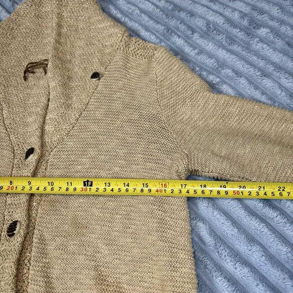 Ralph Lauren Sport Sweater Women Large Cable Tan Brown Cardigan Button - Picture 6 of 12